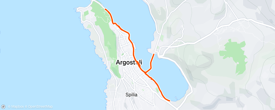 Map of the activity, Argostoli Easter by night