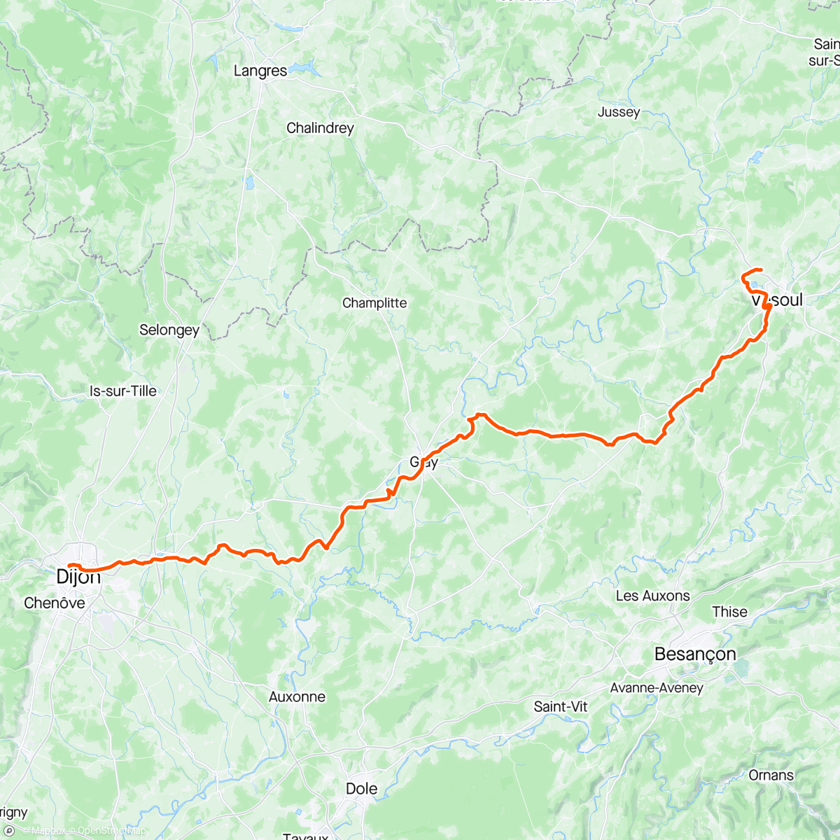 Map of the activity, Gravel solo - Retour Dijon - III, 2