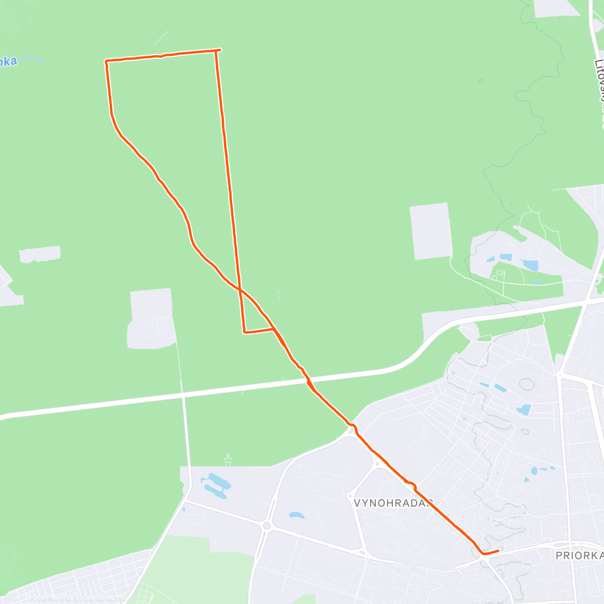 Map of the activity, Утренний забег