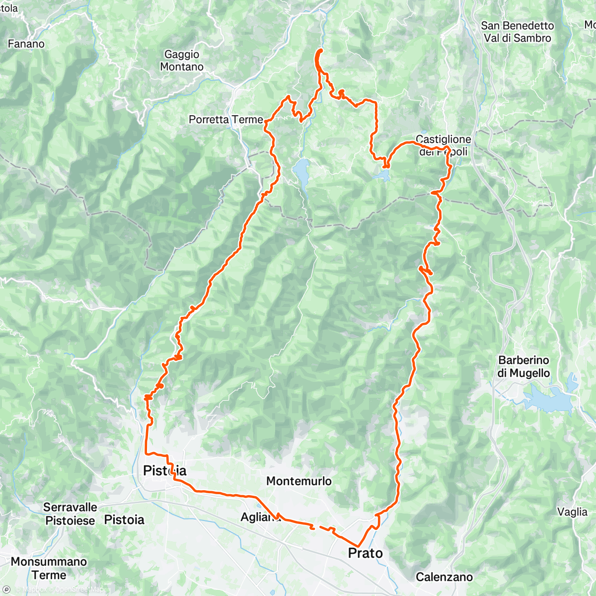 Map of the activity, Pedalata mattutina