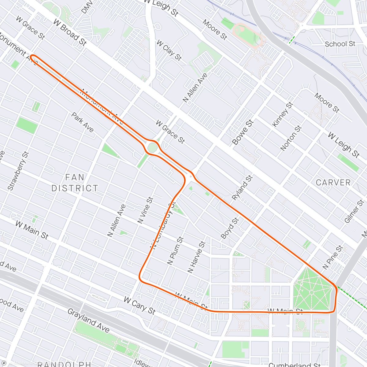 Map of the activity, Zwift - Threshold Efforts Bike in Richmond