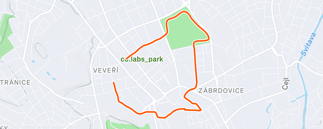 Map of the activity, Afternoon Run
