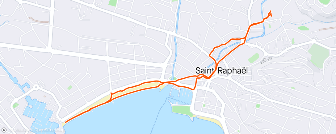 Map of the activity, St Raphael - walking along beach to avoid crowded markets