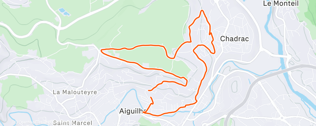 Map of the activity, Course à pied dans l'après-midi