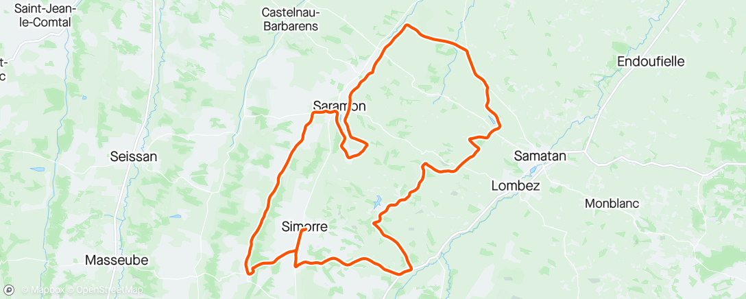 Map of the activity, Rando cycliste de simorre ...ça grimpe ...tout le temps