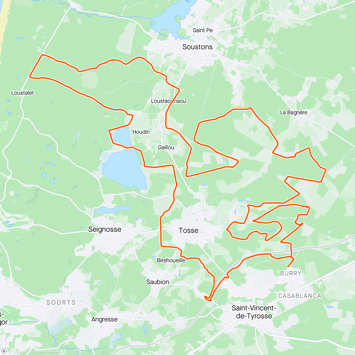 Map of the activity, Rando gravel Tyrosse