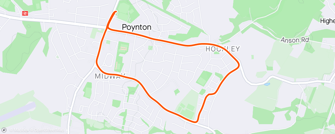 Map of the activity, Poynton Fitness Running session