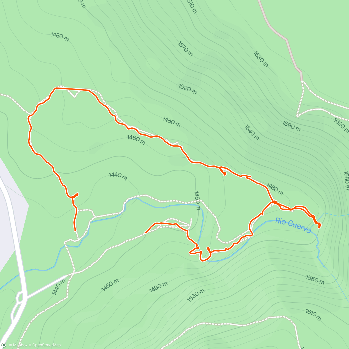 Mapa da atividade, Circular del nacimiento del río Cuervo