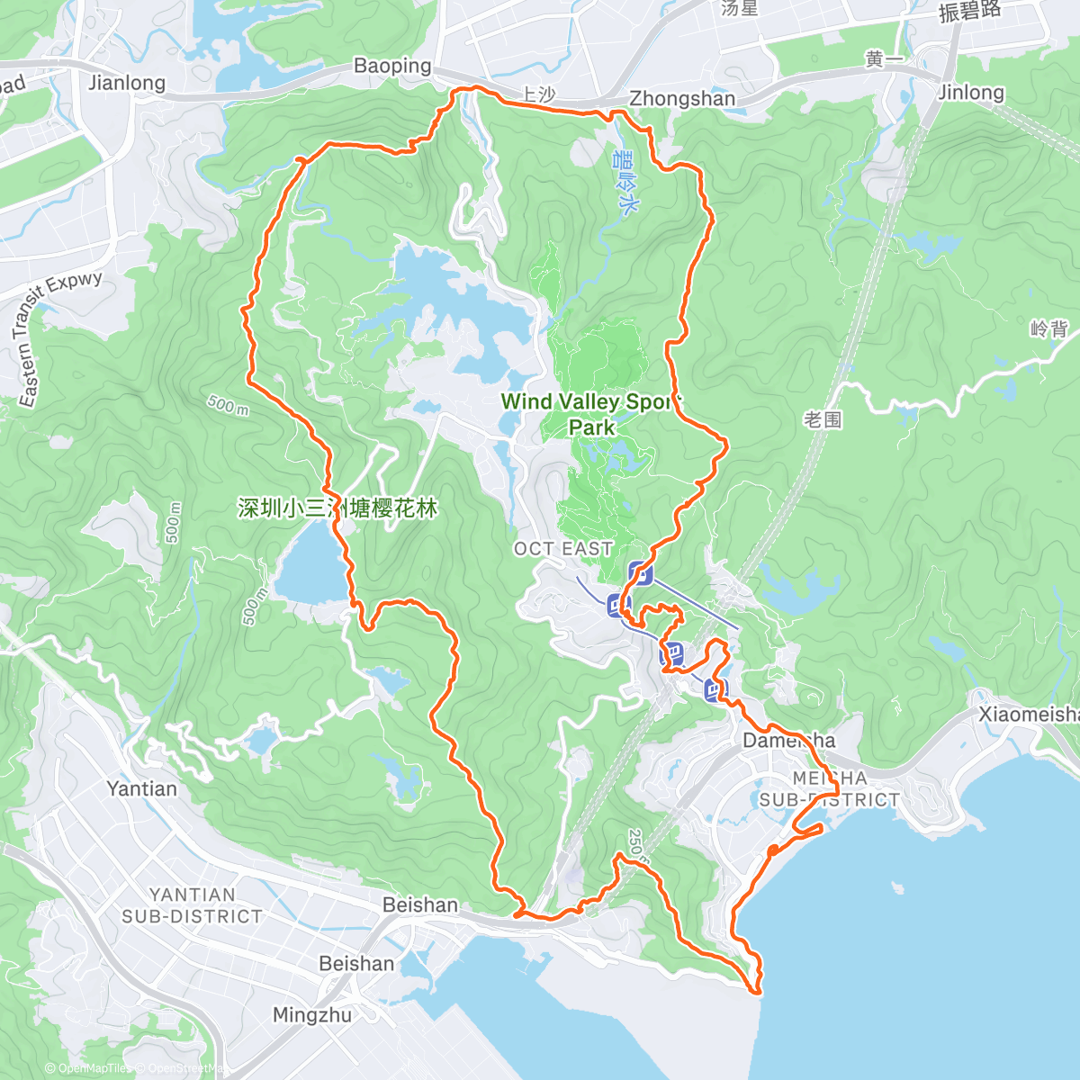 Map of the activity, 深圳100越野跑35km组Trail