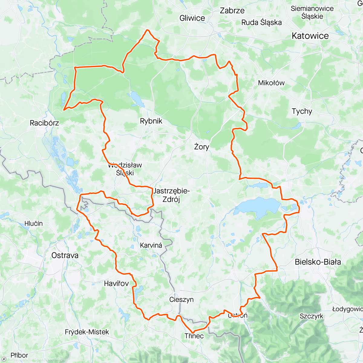 Map of the activity, Nnocna edycja Tour de Silesia. Horror!!🥶🌨🌧🌪🌫