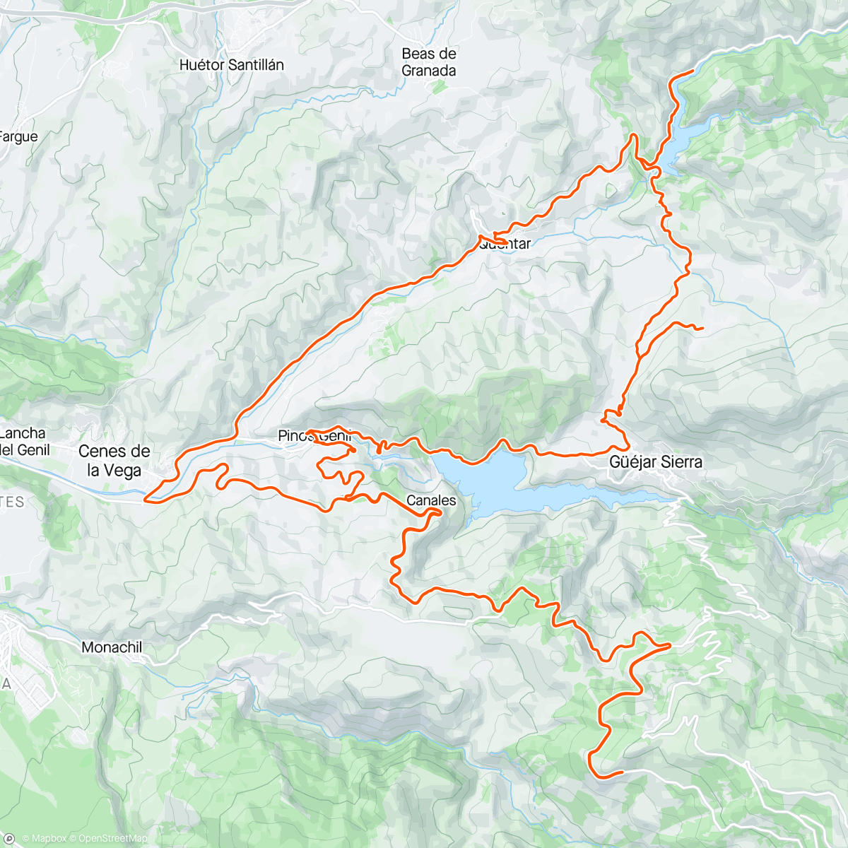 Map of the activity, Pinos - Quentar - Guejar