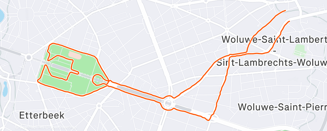 Map of the activity, Course à pied en soirée