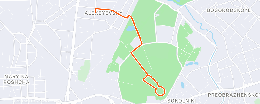 Map of the activity, Утренний забег