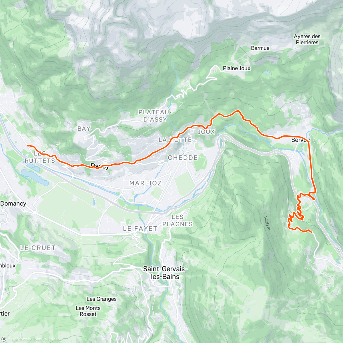 Map of the activity, Easy ride