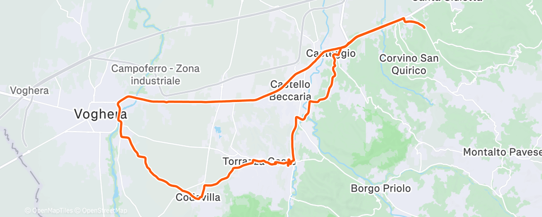 Map of the activity, Pedalata all'aperto