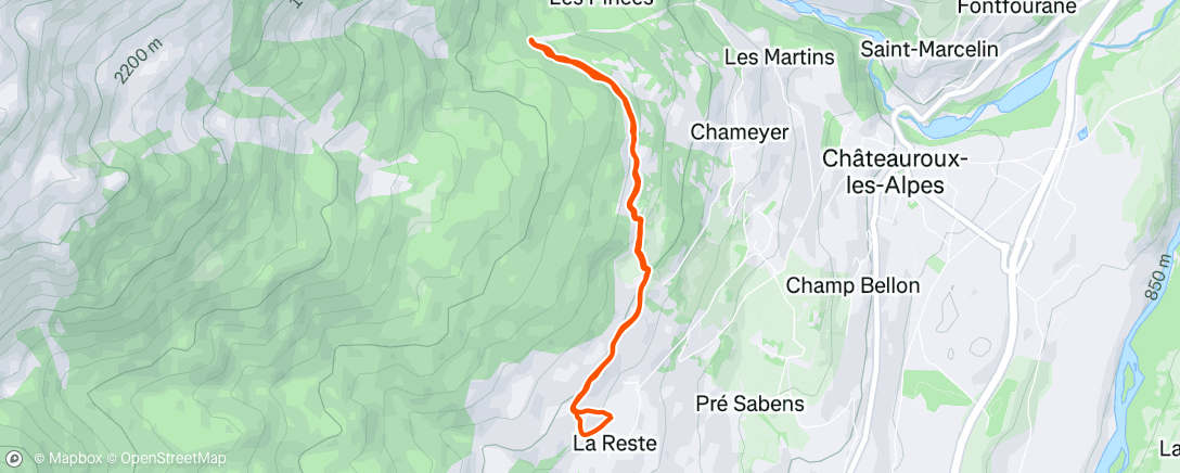 Map of the activity, Course à pied le matin