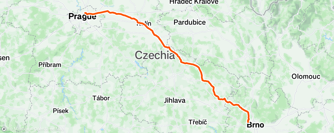 Map of the activity, Praha-Brno na jeden zátah