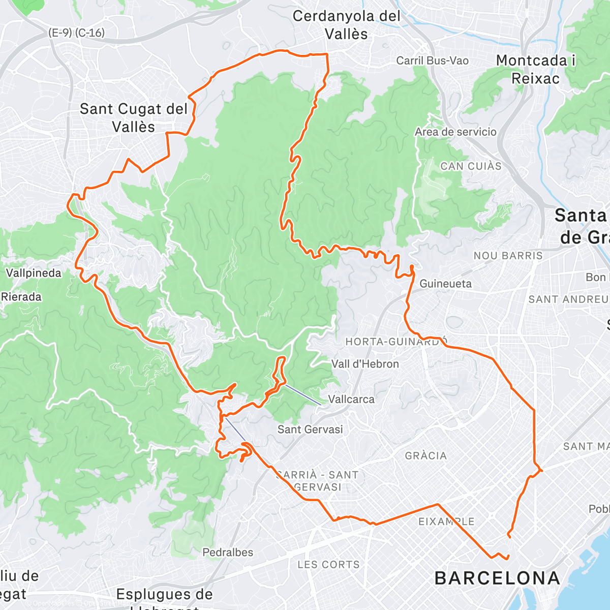 Map of the activity, End of year ride with CVCC