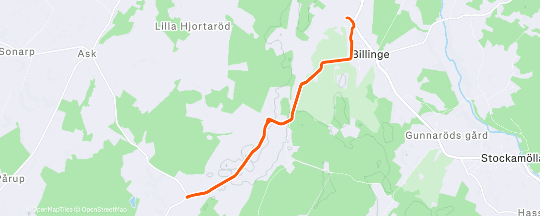 Map of the activity, Afternoon Run