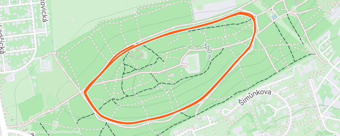 Map of the activity, Vánoční běh v Ďáblickém háji