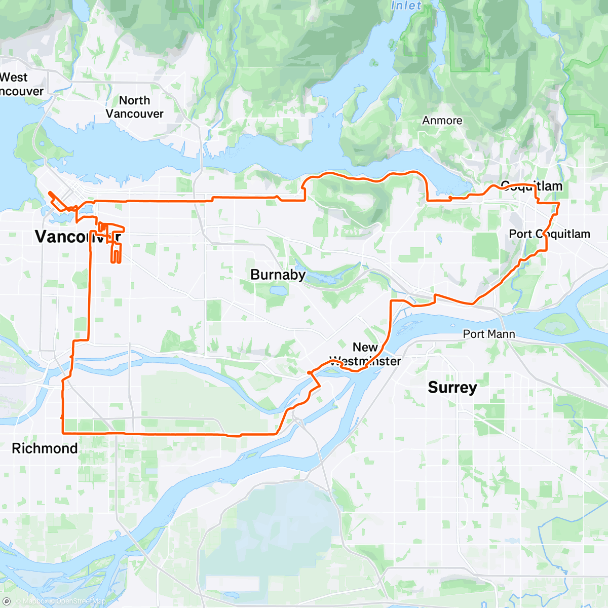 Map of the activity, AJ x Vancouver Cycling Croissant Crawl
.
I love all you lovely people who showed up in the rain to ride with meeeee!!!! And help me eat all the croissants!! Especially the XXL ones!