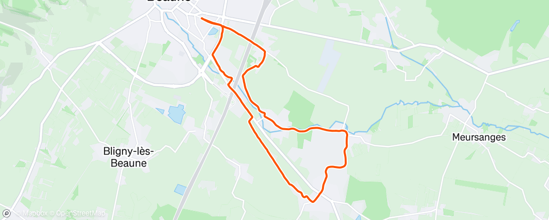 Map of the activity, Course à pied le matin