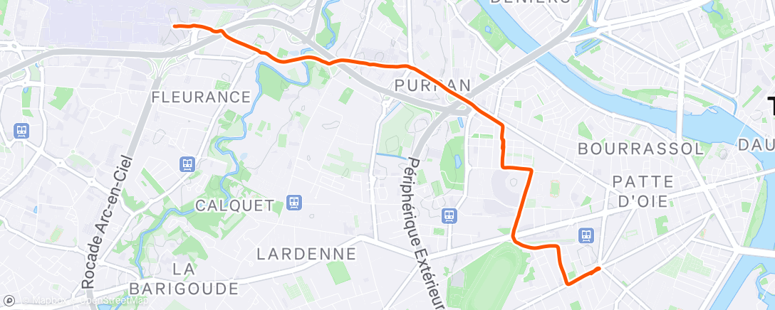 Map of the activity, Sortie vélo en soirée