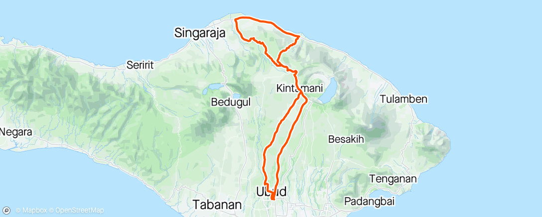 Map of the activity, Big Climbing Day to Kintamani