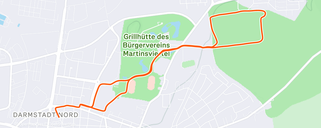 Map of the activity, Afternoon Run