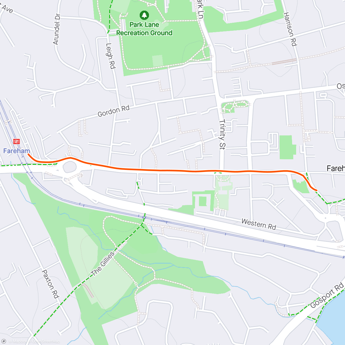Map of the activity, Walk to Fareham station 🚉