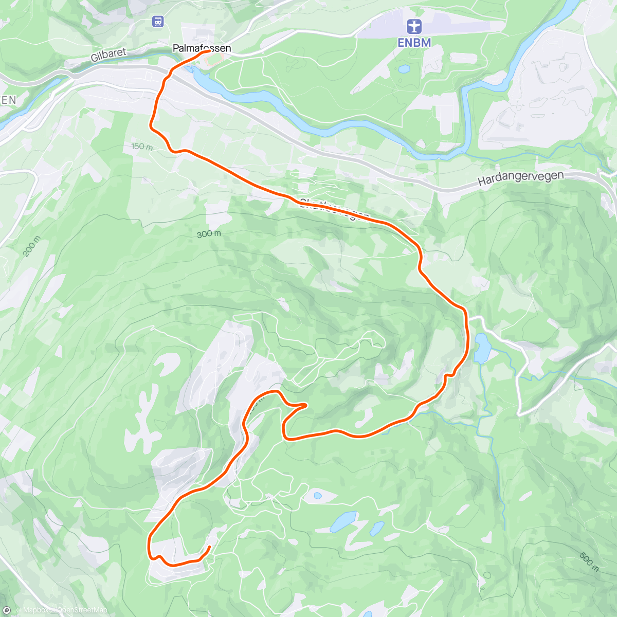 Map of the activity, Retur fra ski