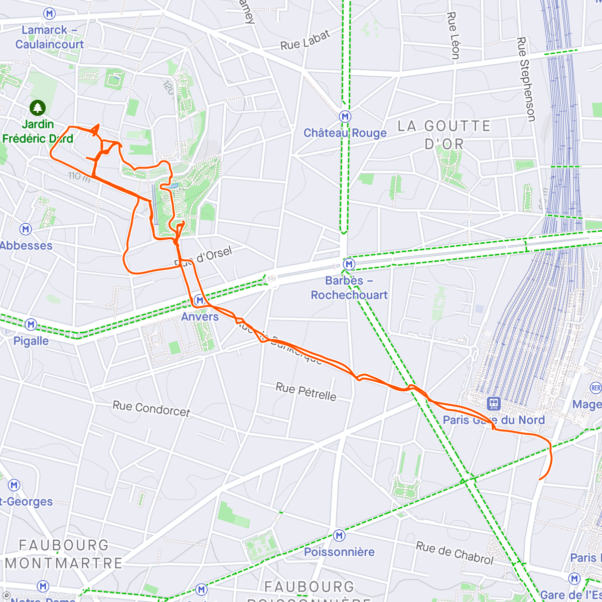 Map of the activity, Hill repeats