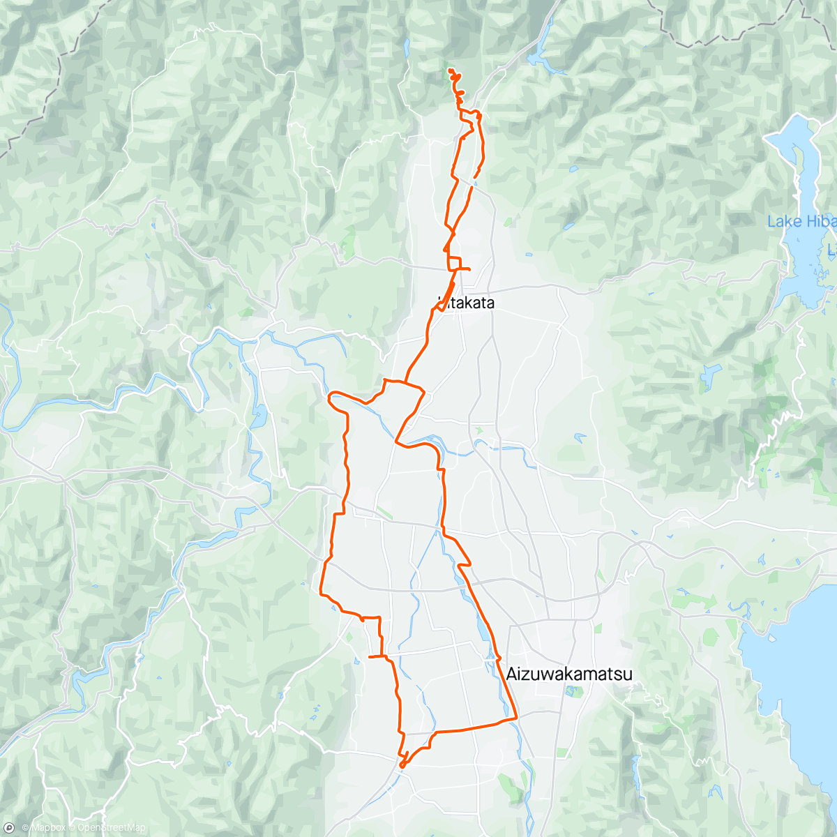 Map of the activity, ダラポタin喜多方会津🚴‍♂️🚴‍♂️🚴‍♂️