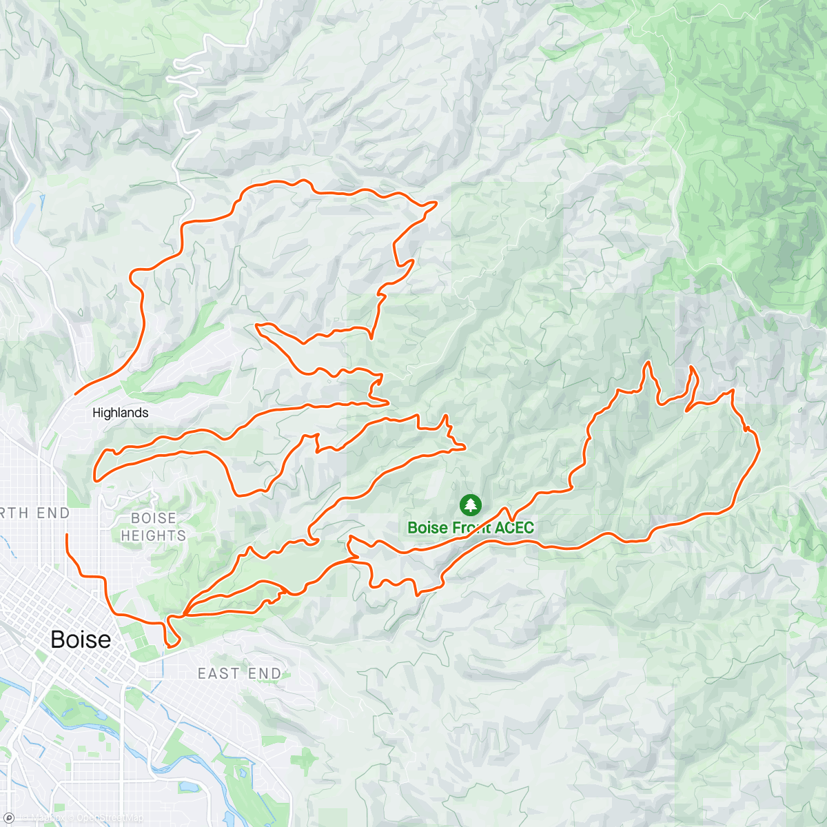 Map of the activity, Foothills Tour