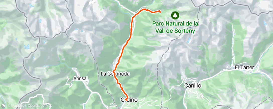 Mappa dell'attività Andorra ultra trail fin