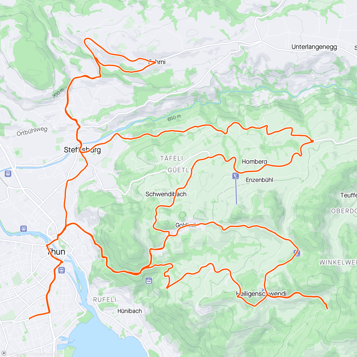 Map of the activity, Afternoon Ride