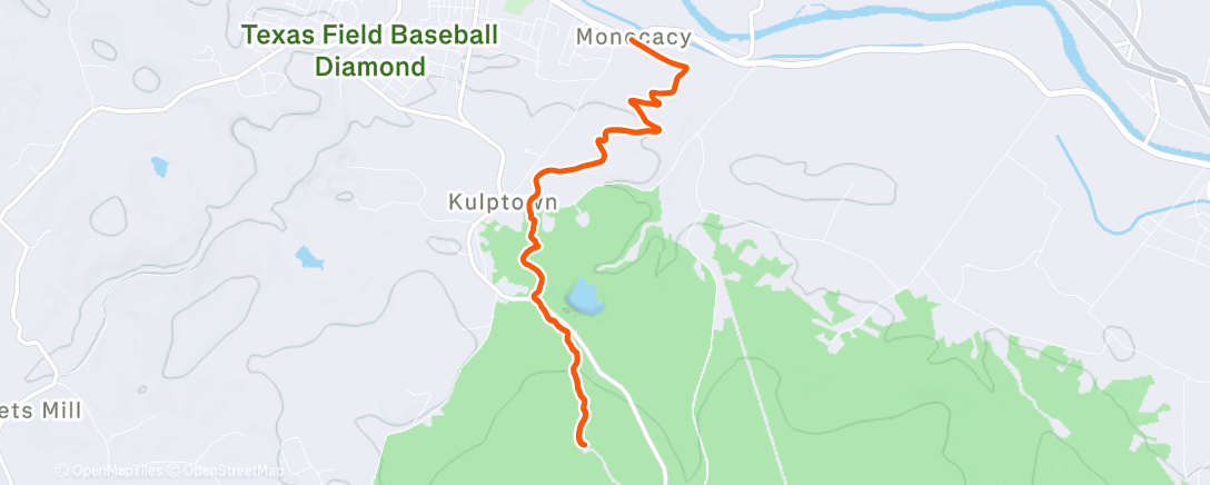 Map of the activity, Afternoon Run