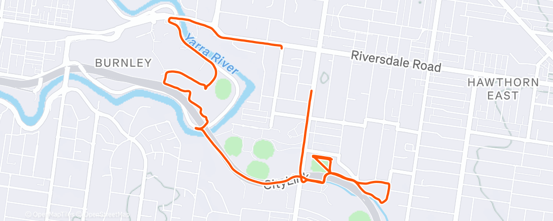 Map of the activity, Evening Run