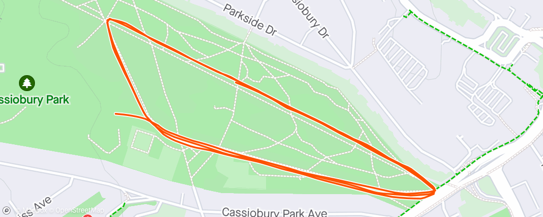 Mapa de la actividad (Cassiobury parkrun)