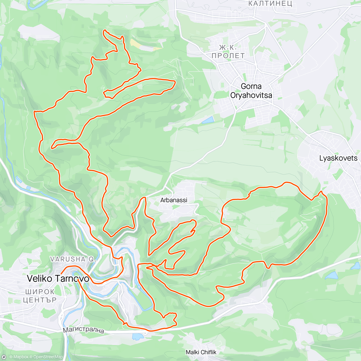 Map of the activity, Tarnovo Ultra 51km