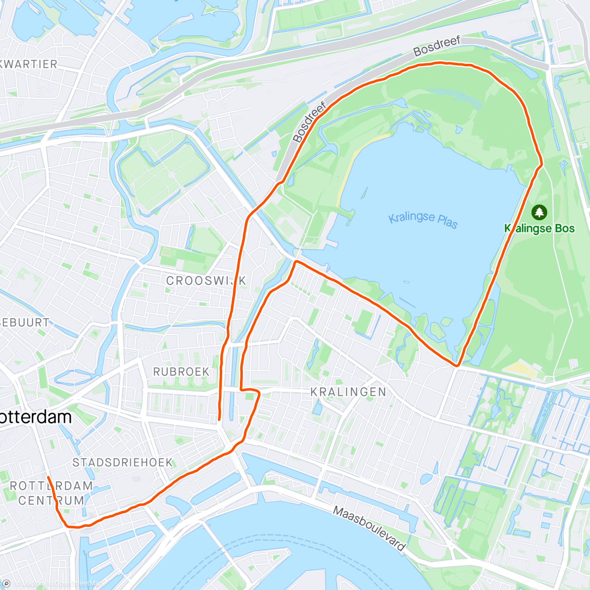 Map of the activity, NN 1/4 Rotterdam Marathon 2024