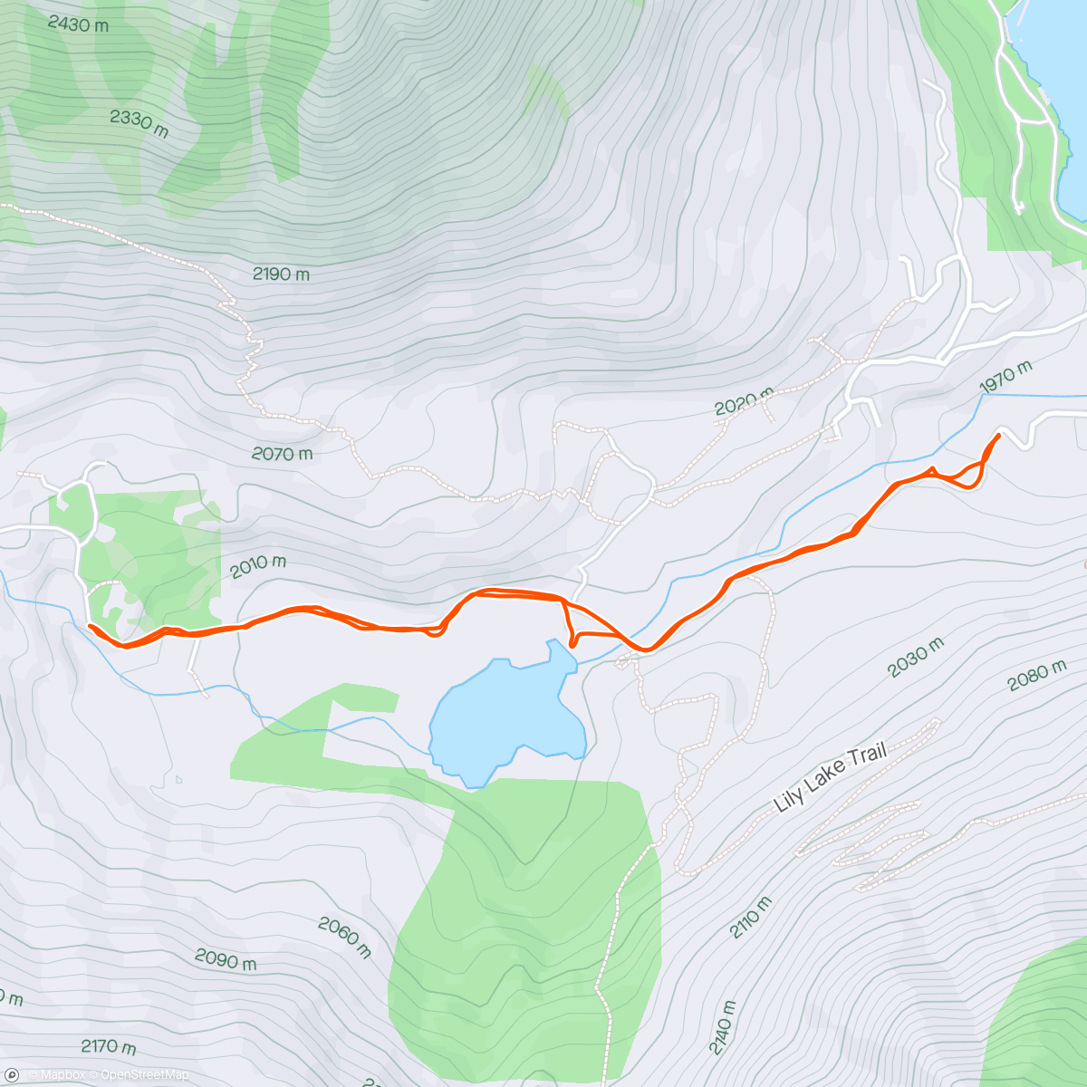 Map of the activity, Lily lake hike