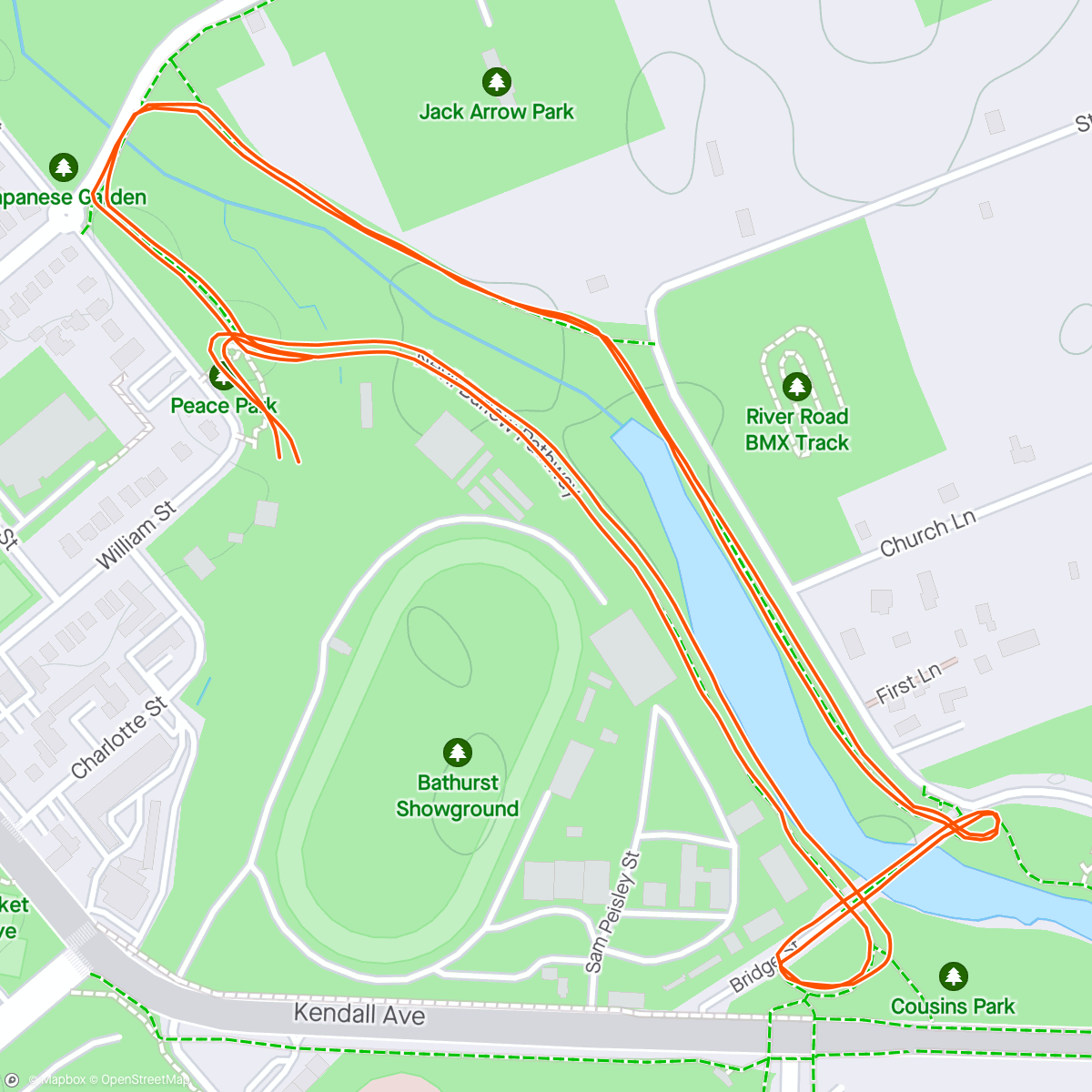 Map of the activity, Bathurst Park Run