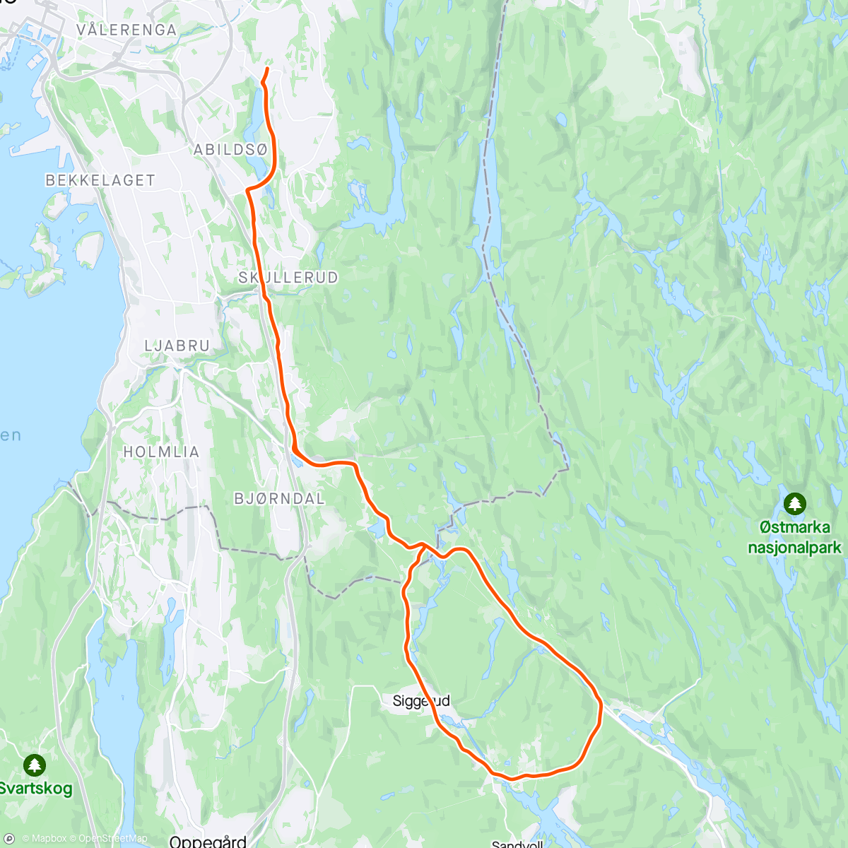 Map of the activity, Fjellrunden på reserve sykkelen..