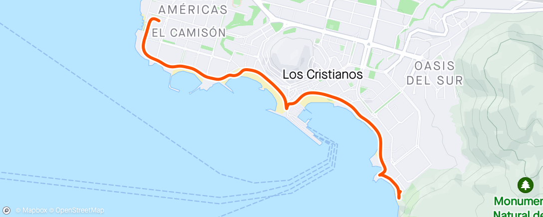 Map of the activity, LosCristianos promenade 👍🏃‍♂️