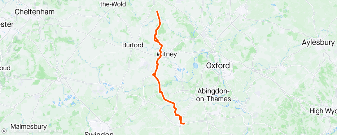 Map of the activity, Ride to Chadlington