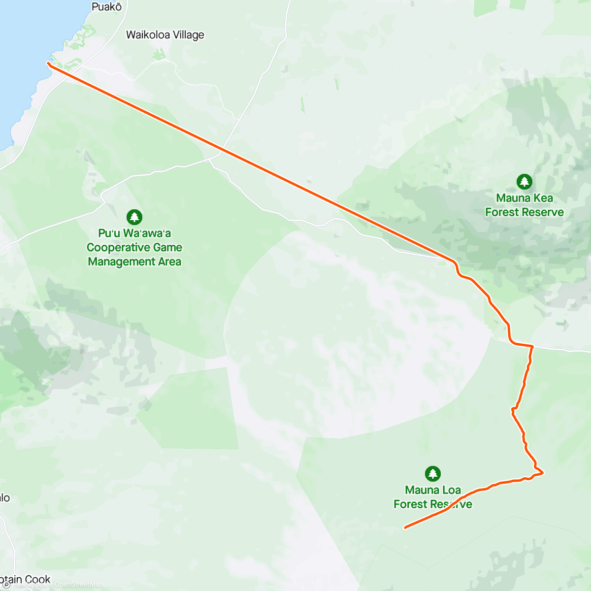Mapa de la actividad, BKOOL - Mauna Loa, Hawaii, USA