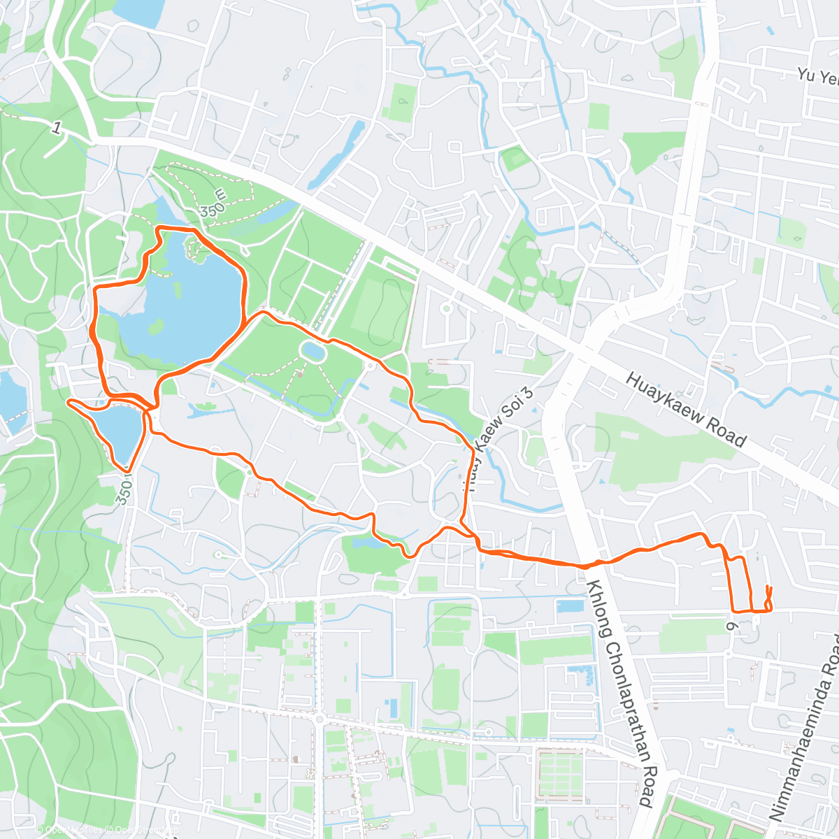 Map of the activity, Afternoon Run