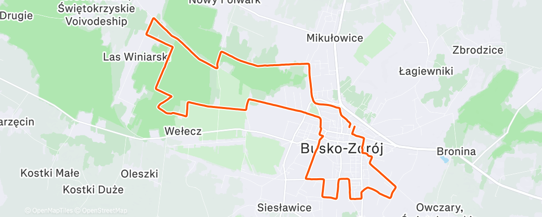 Map of the activity, Afternoon Run