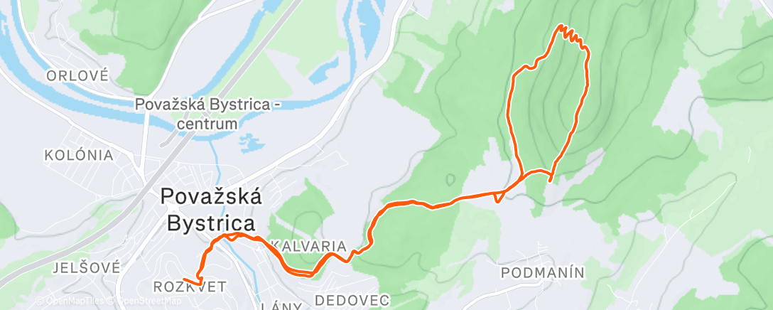 Map of the activity, Afternoon Trail Run